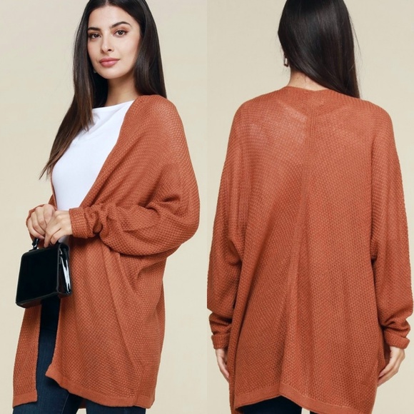 Sweaters - Pumpkin spice loose fit kimono cardigan